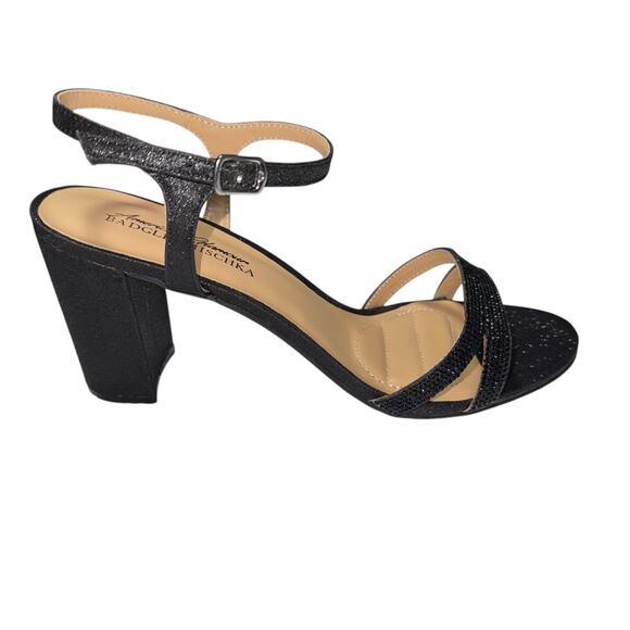 American Glamour Badgley Mischka Womens Karli Heeled Black Sandals SZ/ 8.5 - Picture 6 of 11